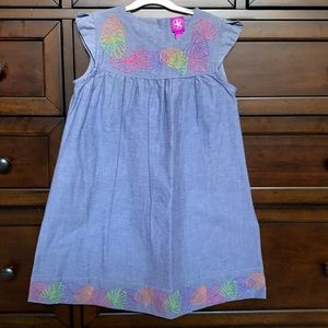 Girls summer cotton dress with leaf decor.  Size 5